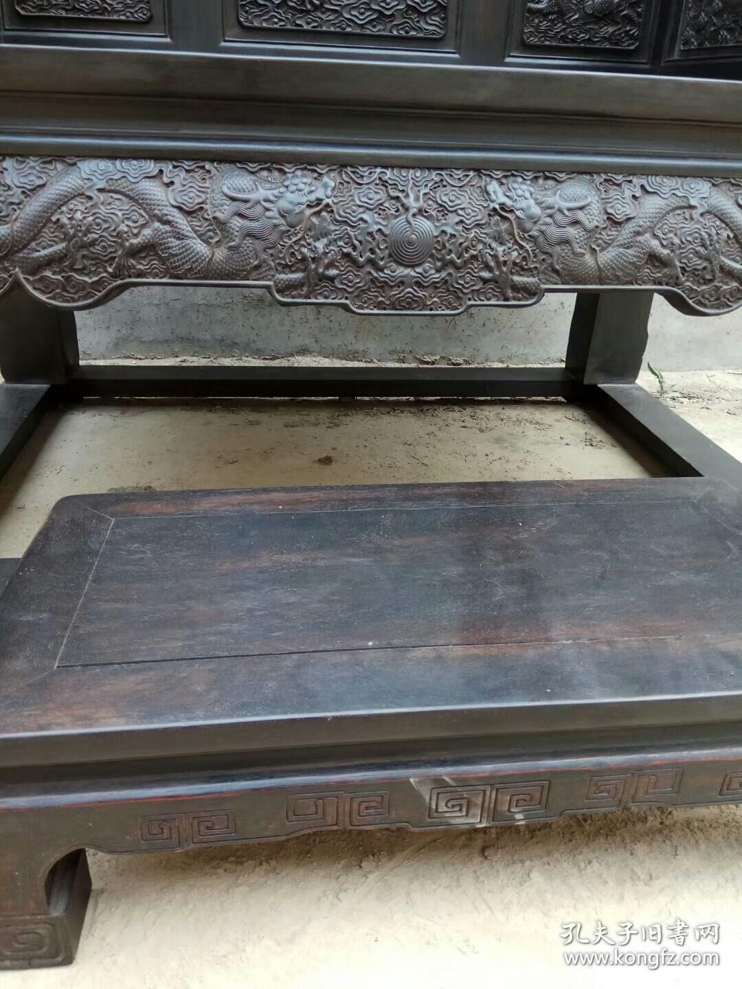 明清家具小叶紫檀雕龙宝座古董传世老家具明清木器