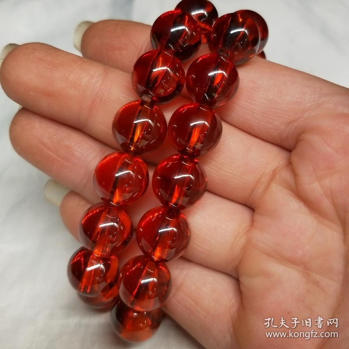 精品酒红锆石手串一对