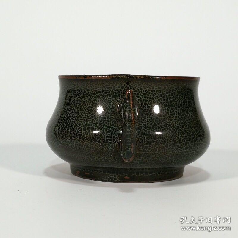 宋溪口官窑双耳炉 7.5*16厘米