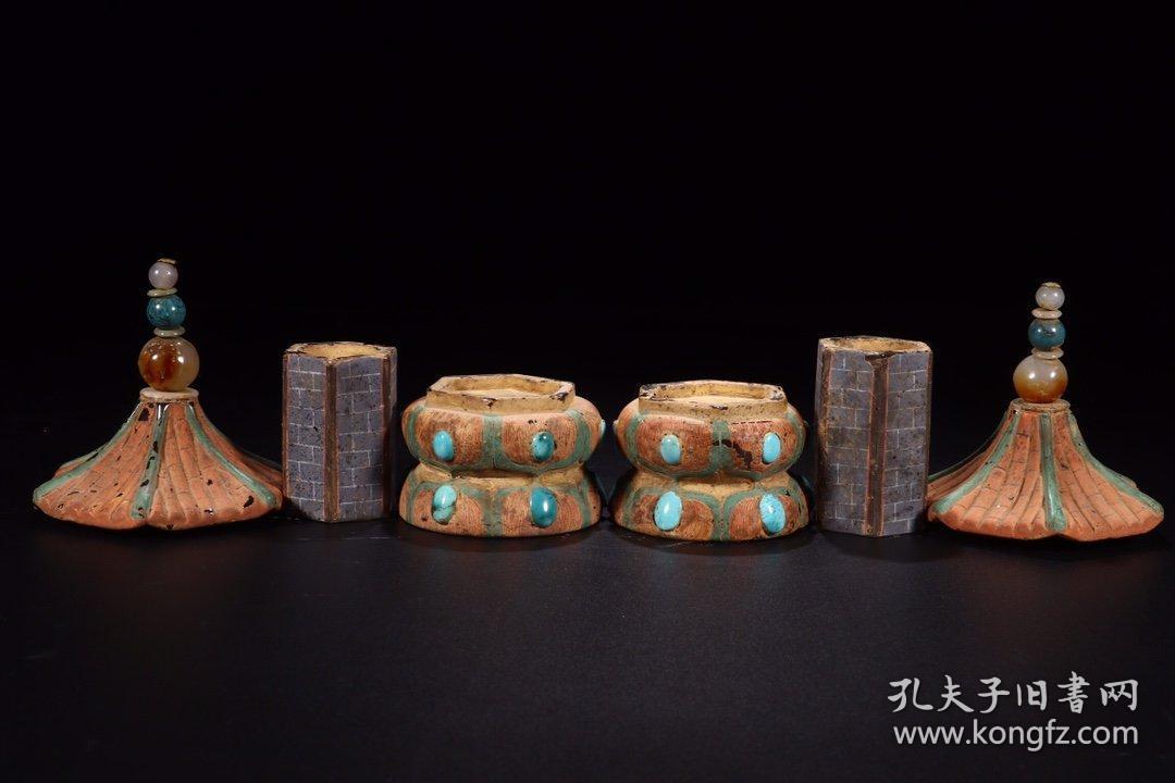 唐代:水晶彩绘嵌宝舍利塔一对