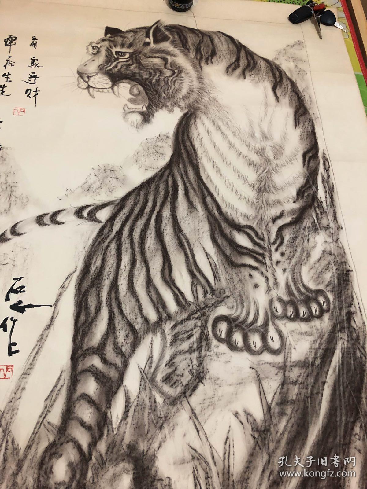 猛虎画一幅,石人,亦贾志宏老师精品之作,画工一流,将老虎雄风表现得