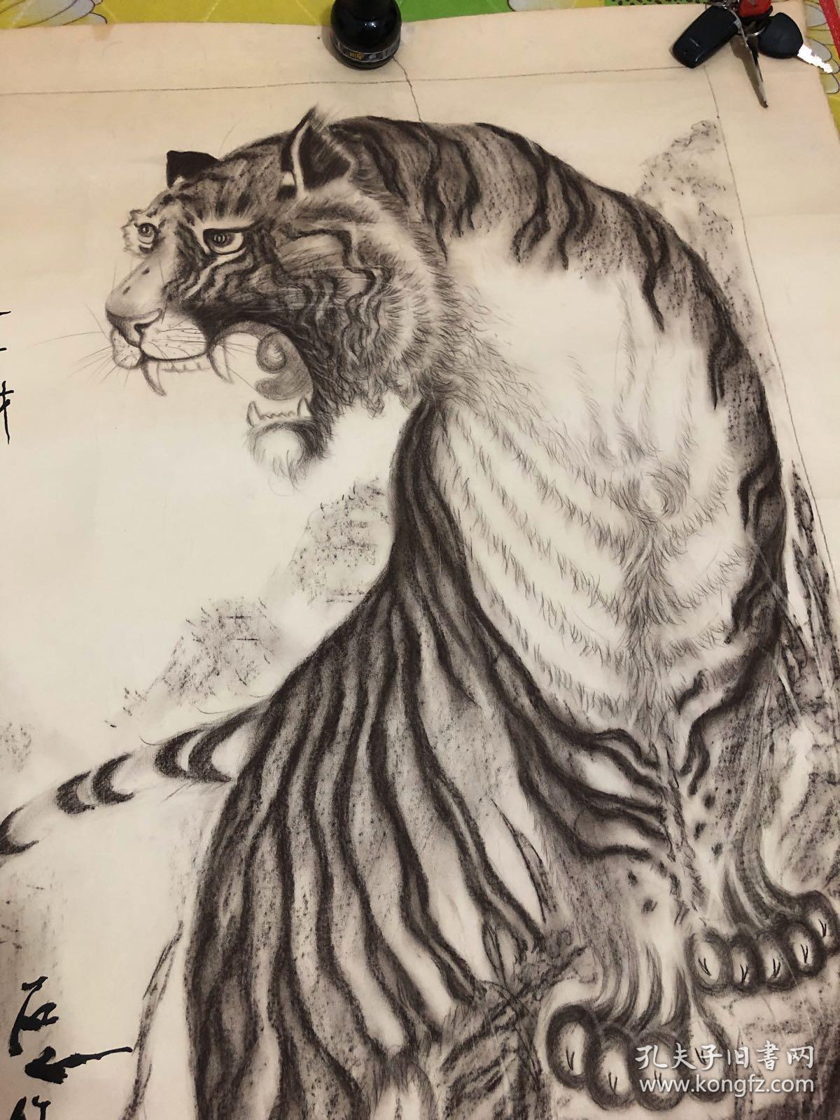 猛虎画一幅,石人,亦贾志宏老师精品之作,画工一流,将老虎雄风表现得