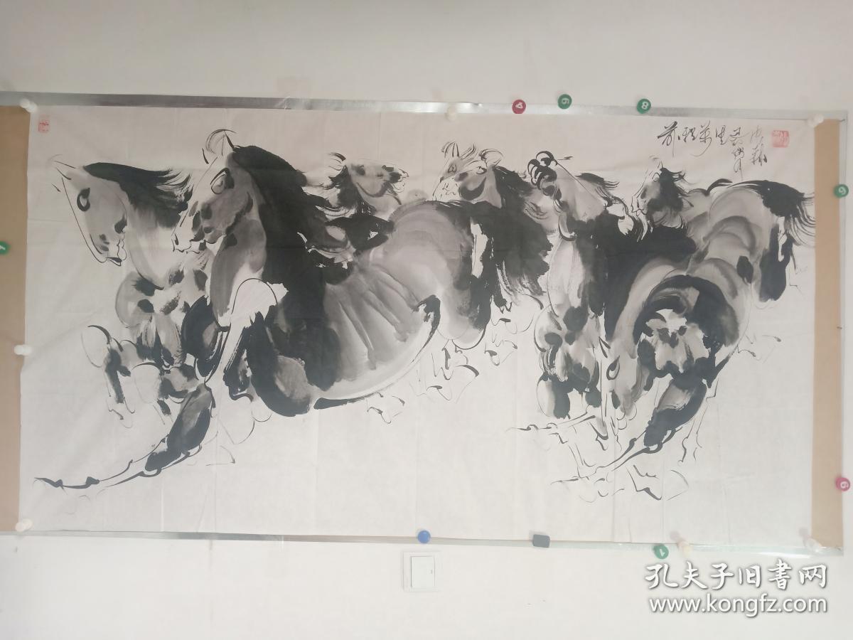 张森山东烟台人摹习悲鸿大师水墨奔马多年后又经中国文联副主席北京