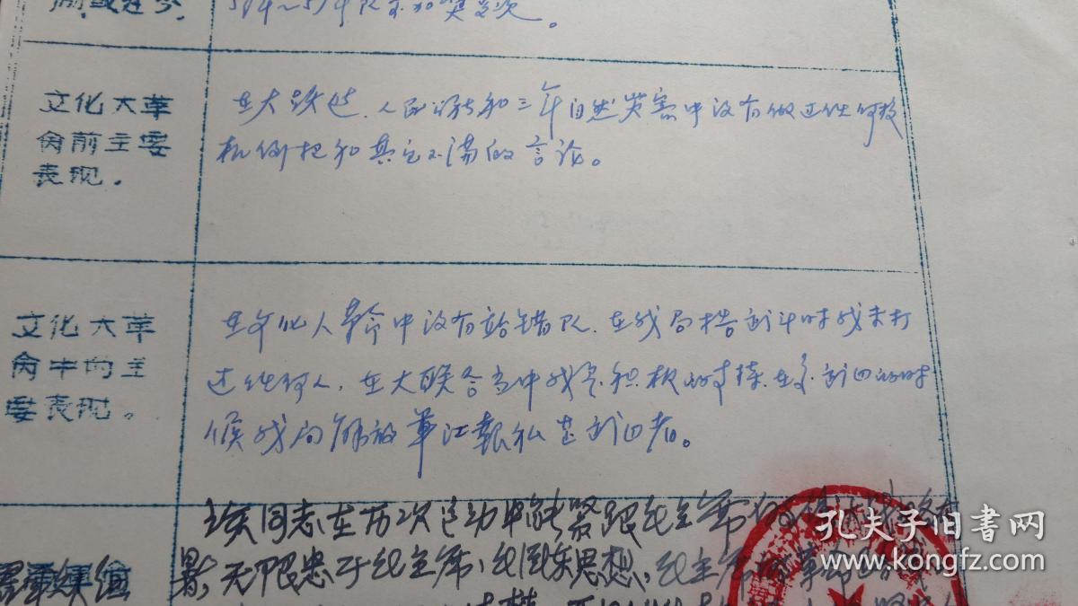 24 湖口县航运站革委成员审批表 8开 立新功战斗队盖章 王思保 原九江