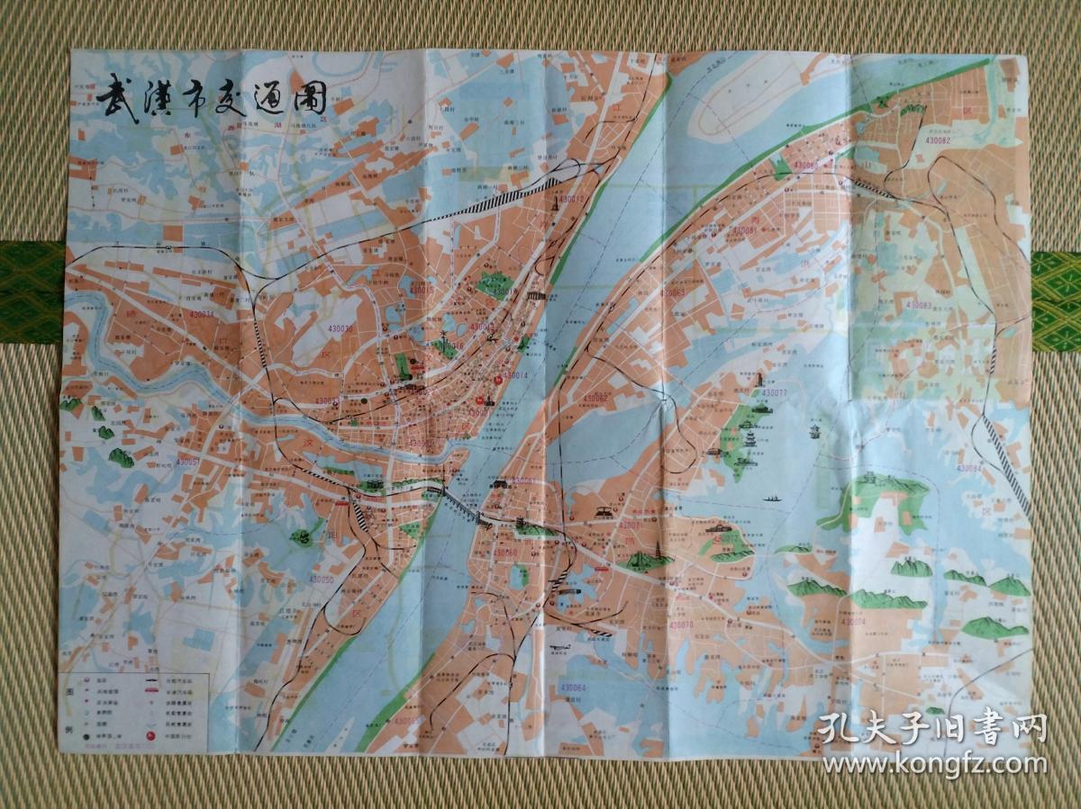 【旧地图】武汉市交通图 4开 1990年版