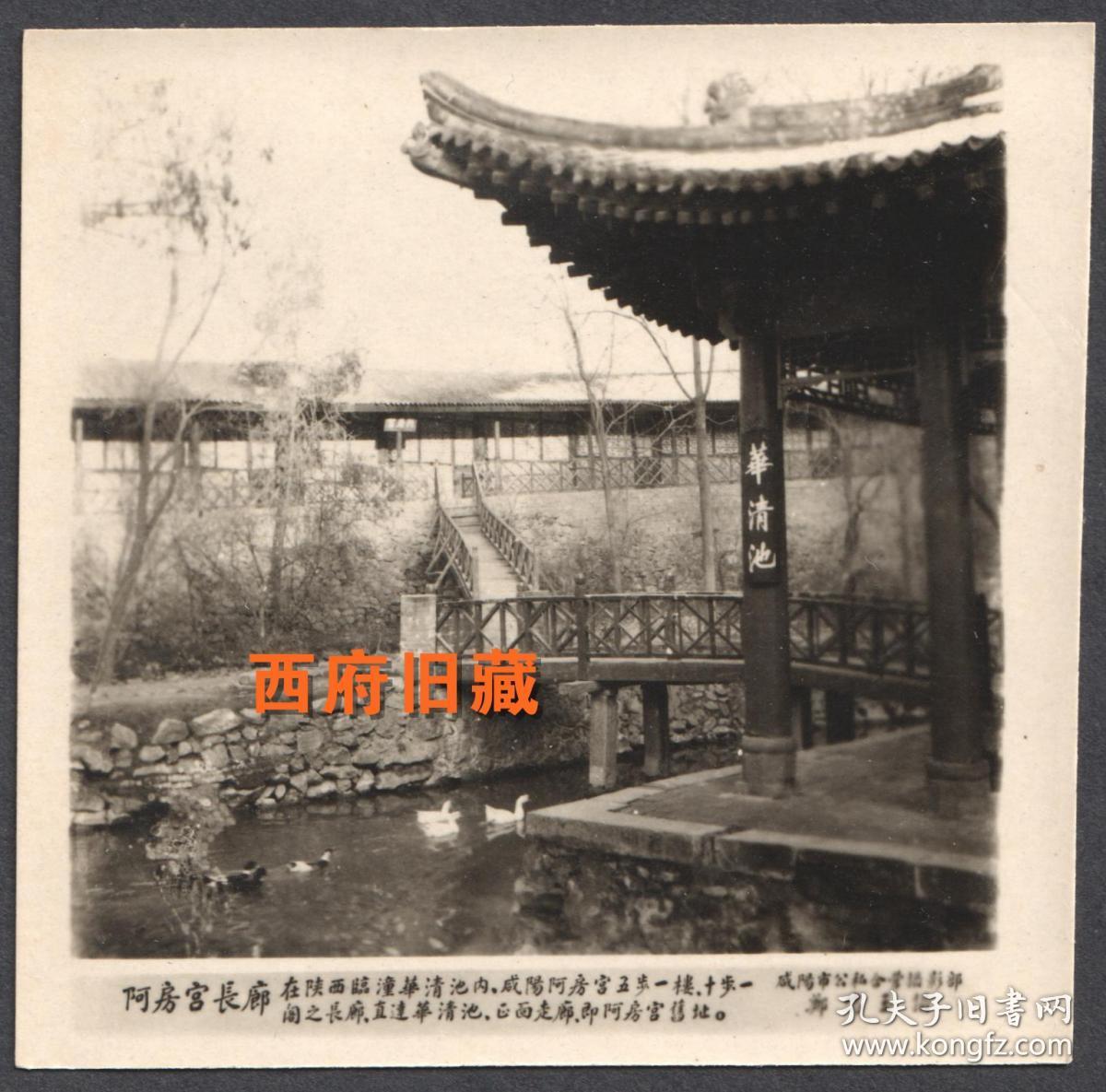 五十年代,西安临潼华清池老照片,郑鸣玉拍摄的阿房宫长廊老照片