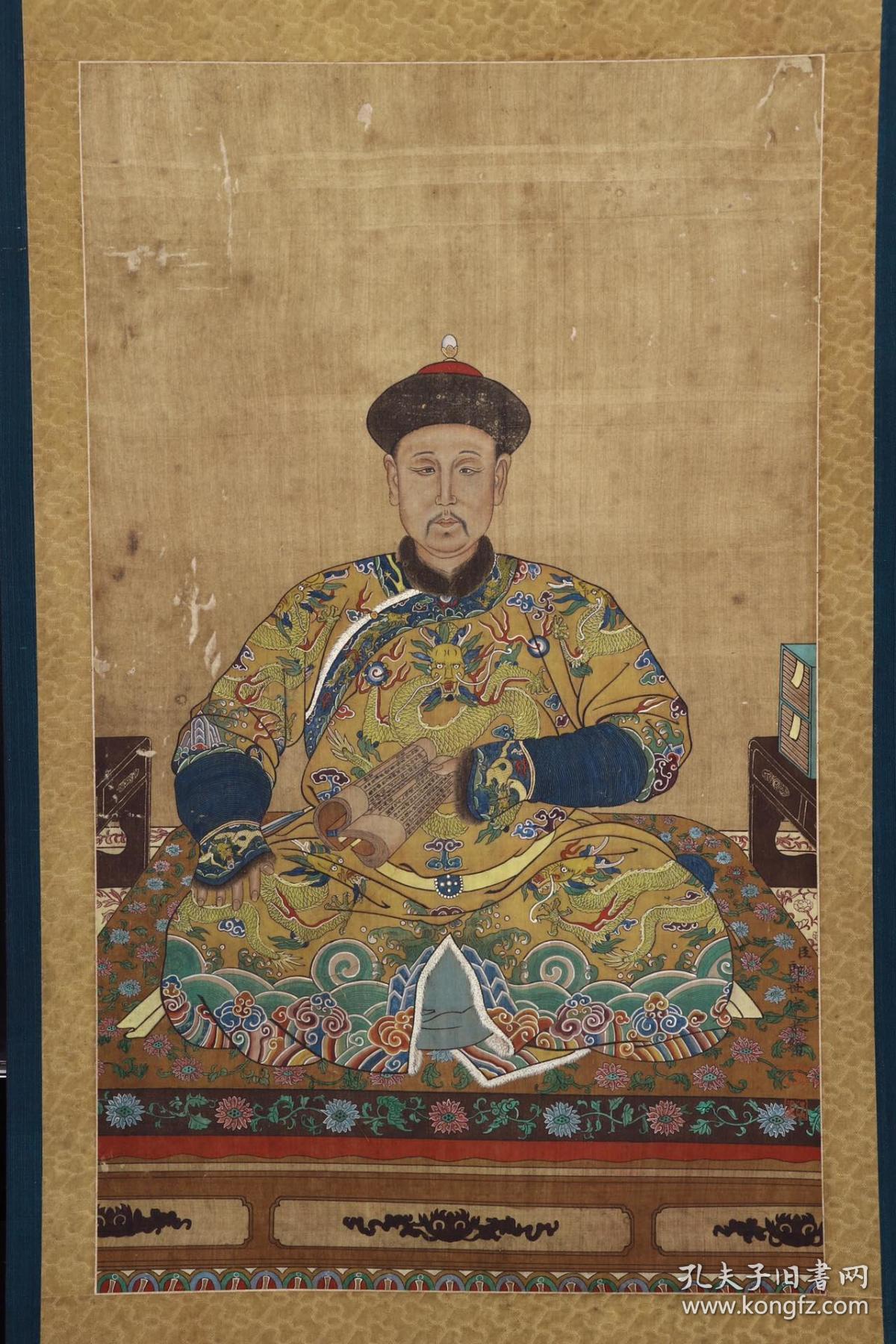 "郎世宁"《康熙皇帝》绢本立轴 尺寸:长57cm宽34cm