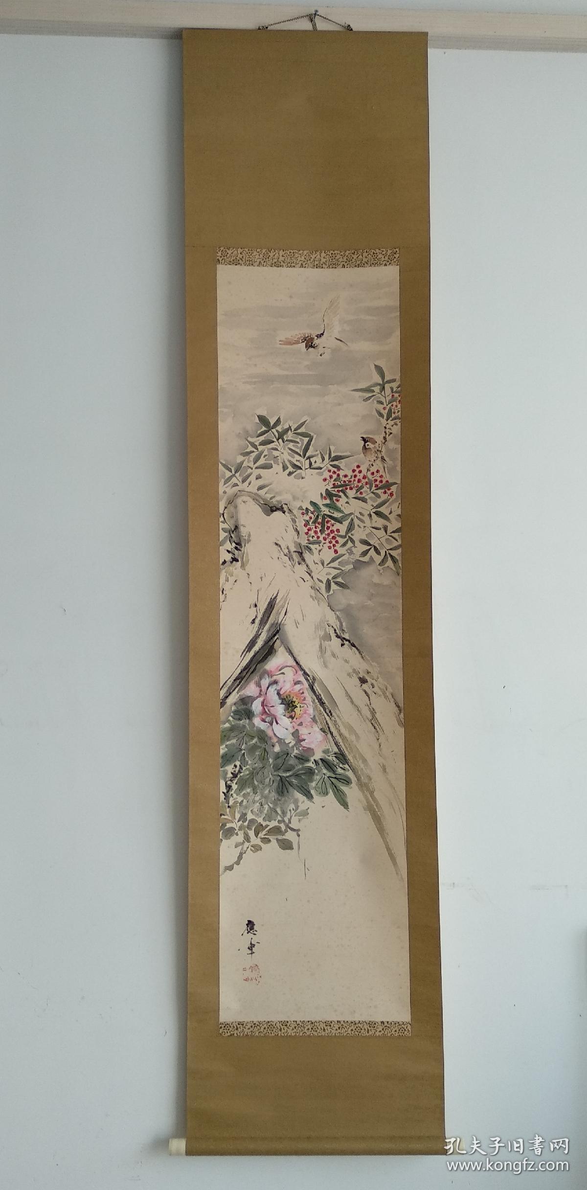 日本清晚期画家国井应章国画花鸟