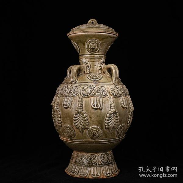 东晋越窑青瓷四系莲花尊