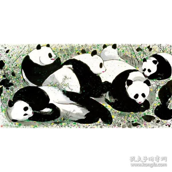 吴冠中大熊猫花鸟画水墨画中国名人字画(艺术微喷,非手绘画)【售出概