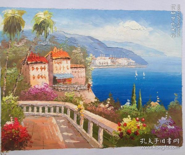 纯手绘油画风景画海边