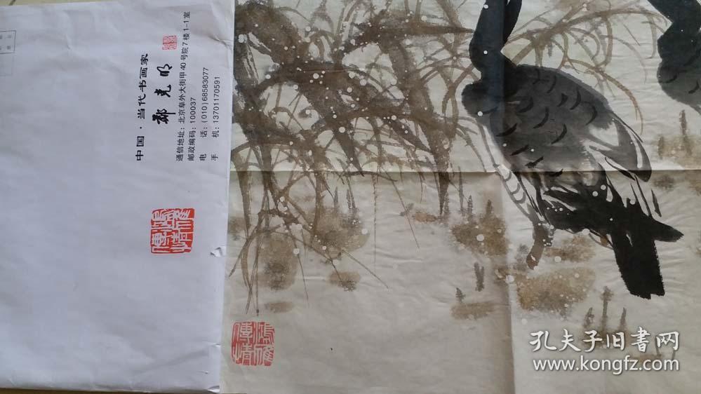 "芦雁"著称,花鸟画家郑克明"雪积沙汀雁集栖"花鸟画