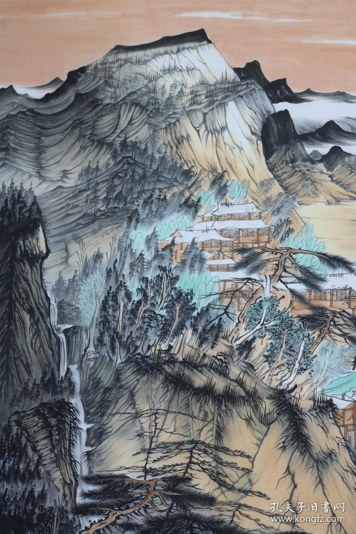 山水名家凌云子老师六尺整纸精品山水,保真纯手绘