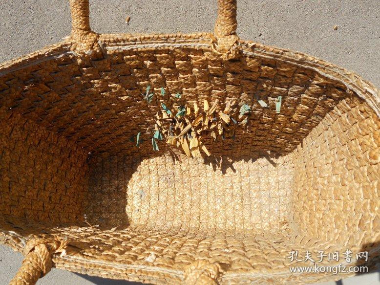 60年代 麦秸秆 手工编制老篮子 老兜子