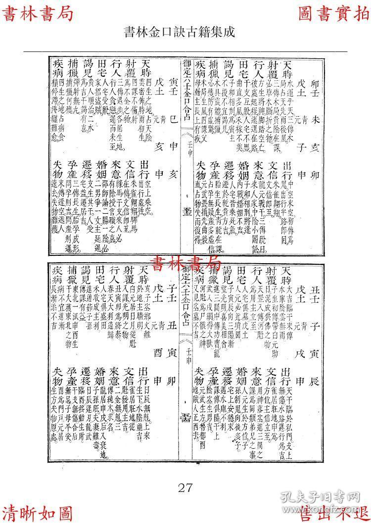 御定六壬金口合占-撰者不详-故宫藏清刻本缩印本-书林金口诀古籍之一