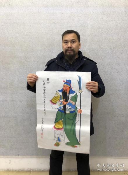 秦敬斌老师绘画作品【关公】尺寸70*45厘米百分百手绘真迹作品编号rw