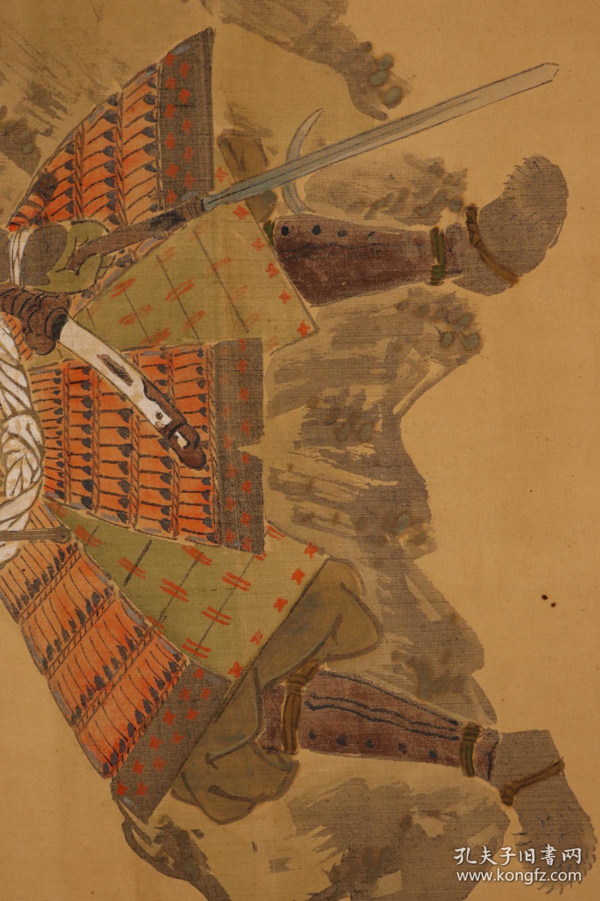 圆山派著名画家 中岛来章(1796-1871) 绢本 幕府将军人物图 ,日本回流