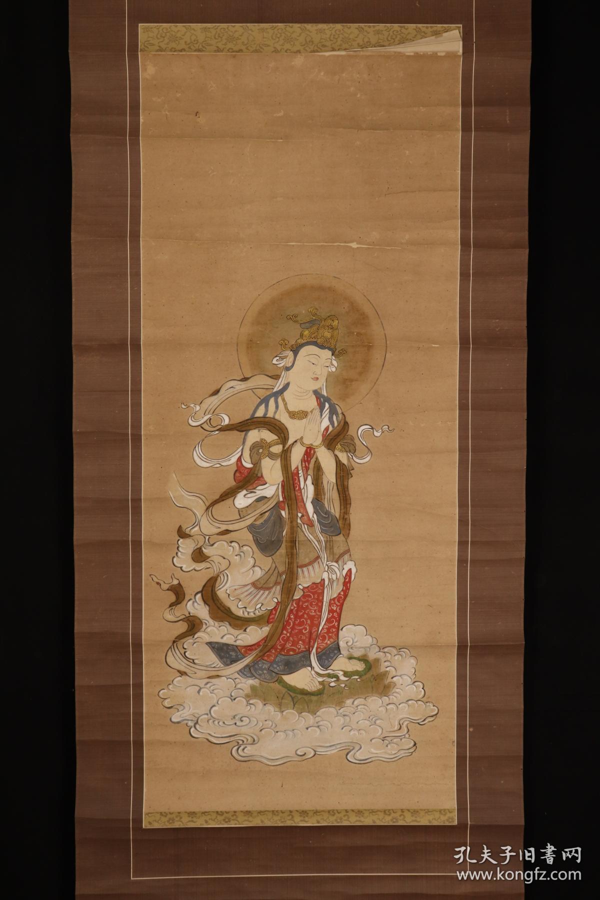 无款老画观音佛教观世音菩萨日本回流字画日本回流书画