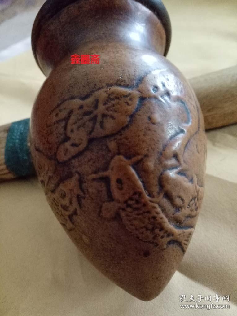 清代蝈蝈葫芦匏器——九鱼戏莲叶