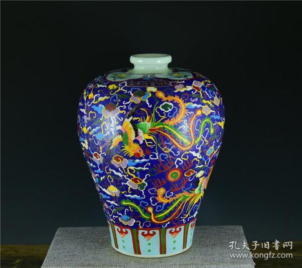 瓷胎景泰蓝掐丝珐琅凤纹梅瓶1400