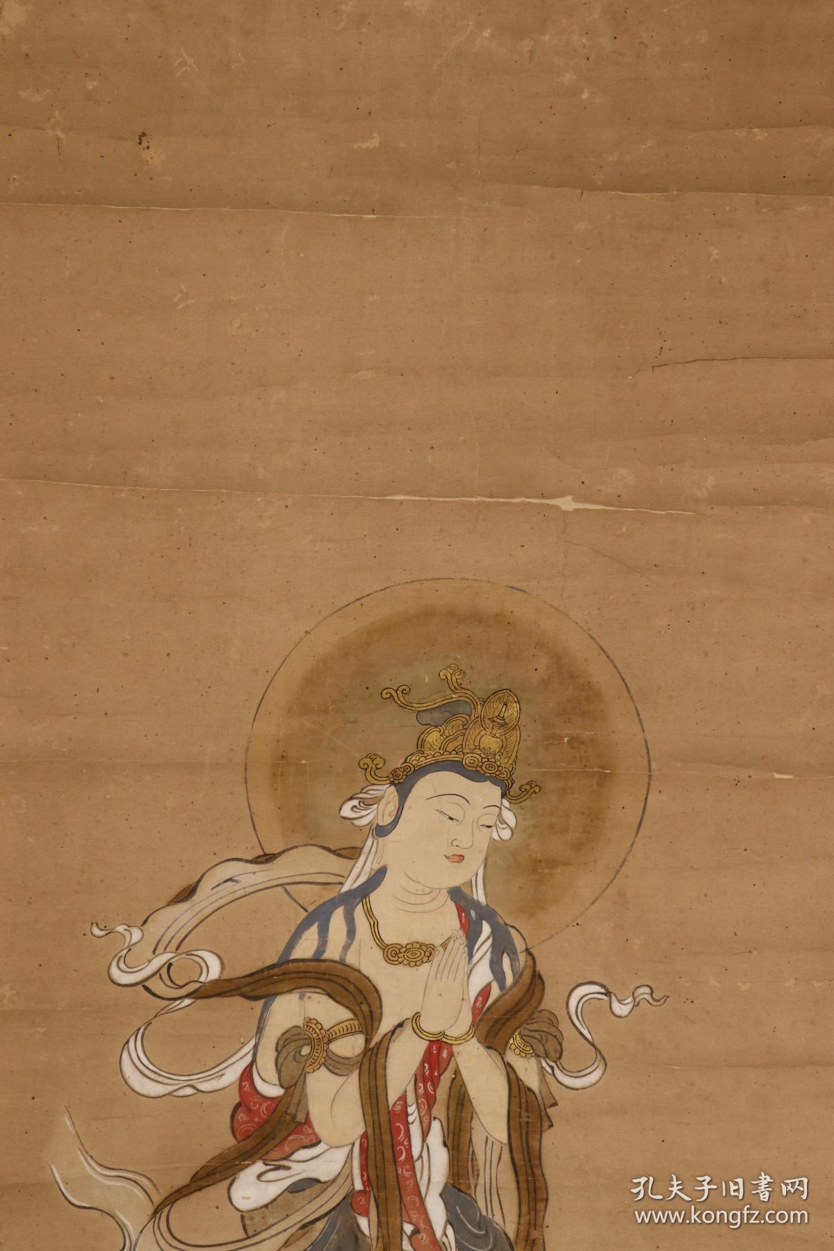 无款老画观音佛教观世音菩萨日本回流字画日本回流书画