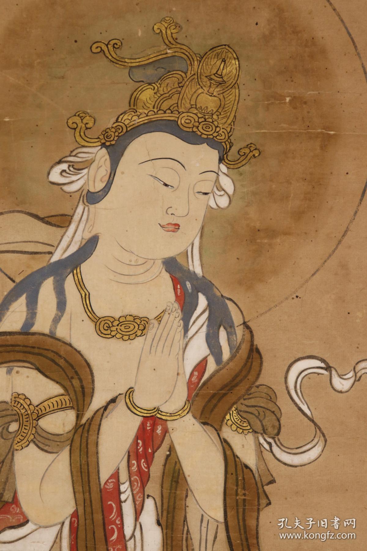 无款老画观音佛教观世音菩萨日本回流字画日本回流书画