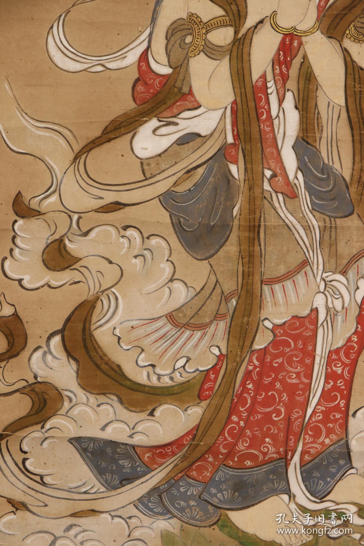 无款老画观音佛教观世音菩萨日本回流字画日本回流书画