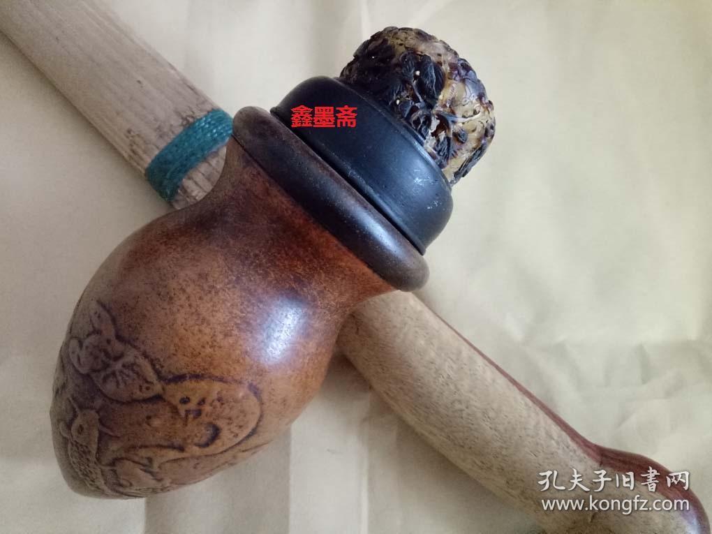 清代蝈蝈葫芦匏器——九鱼戏莲叶
