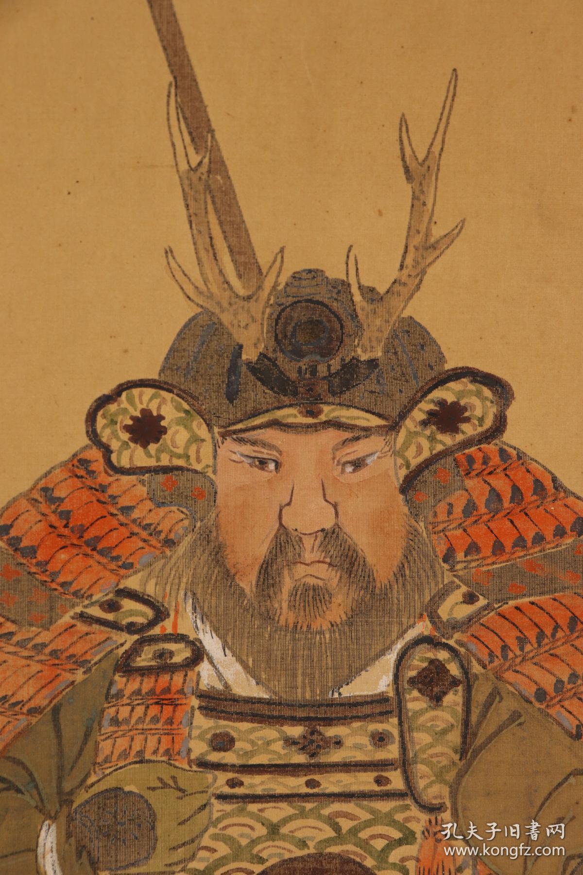 圆山派著名画家 中岛来章(1796-1871) 绢本 幕府将军人物图 ,日本回流