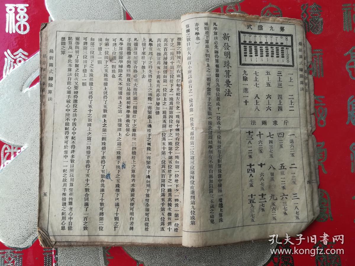 人人必读民国或建国初教科书 珠算课本《图式简明算法指掌》五十六页