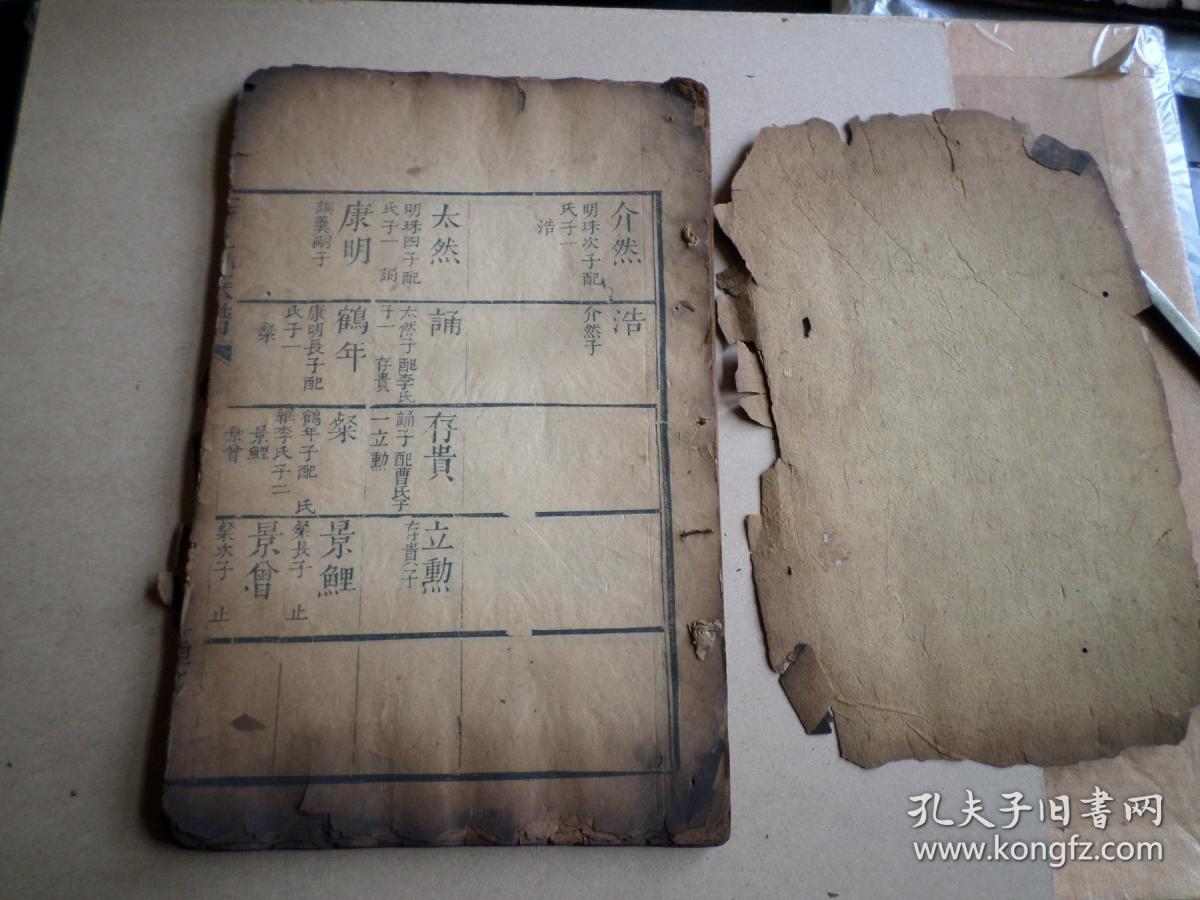 老家谱 木刻本 辛氏族谱 现存 存卷之二 世表上 约130面 卷之四 世表