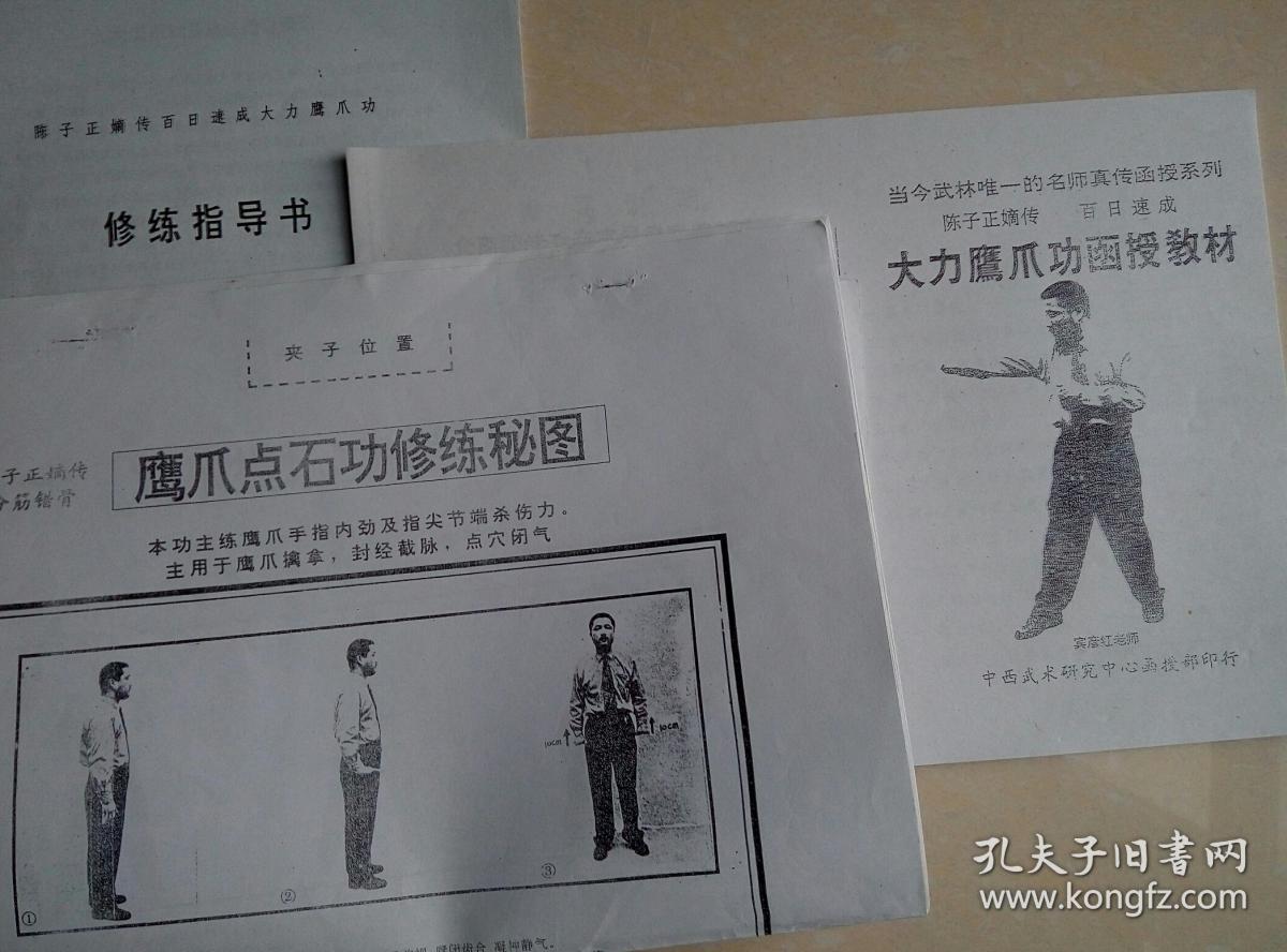陈子正嫡传百日速成大力鹰爪功 修练指导书 陈子正嫡传分筋错骨--鹰爪