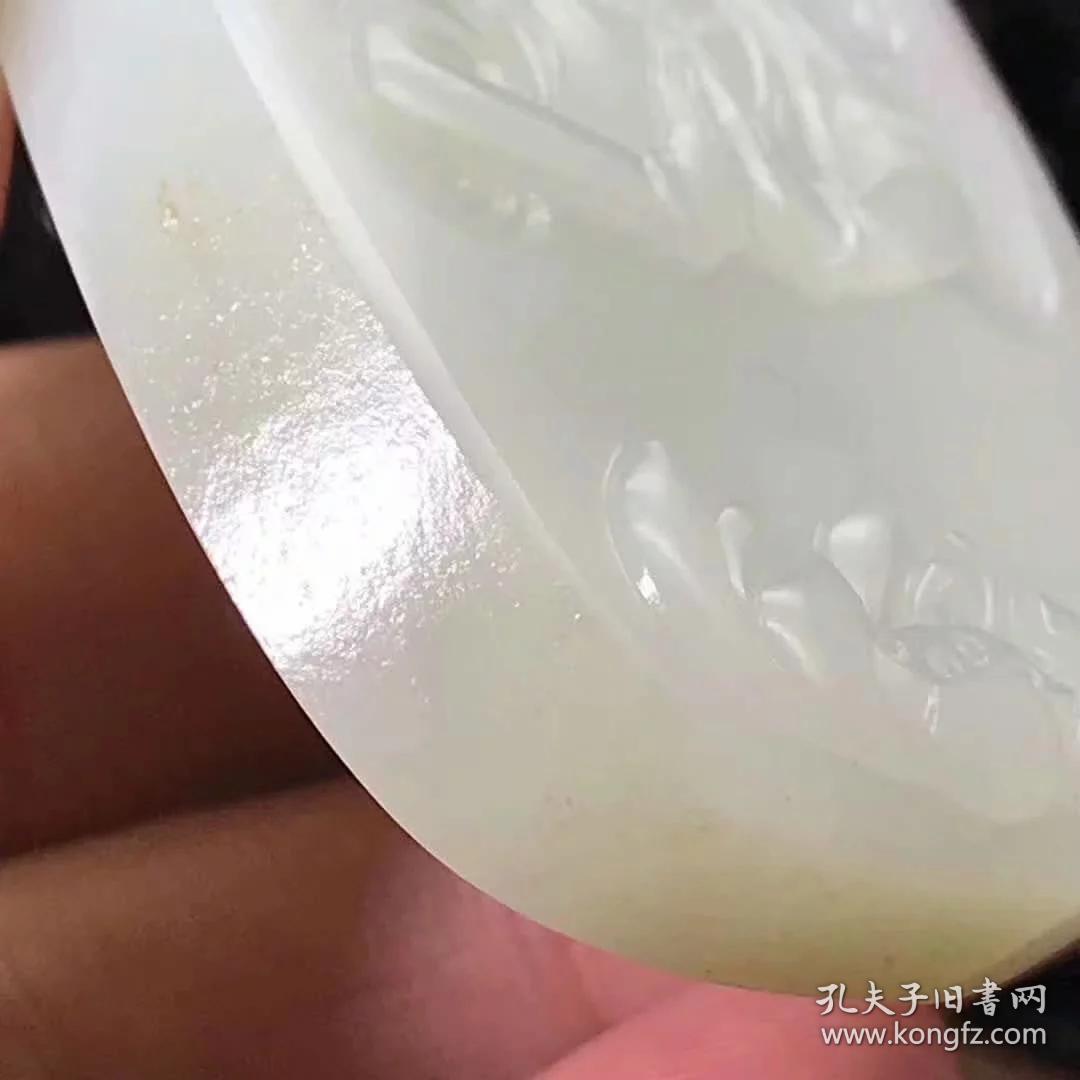 和田羊脂白玉洒金皮油糕钢板级籽料观音ajby61克68x40