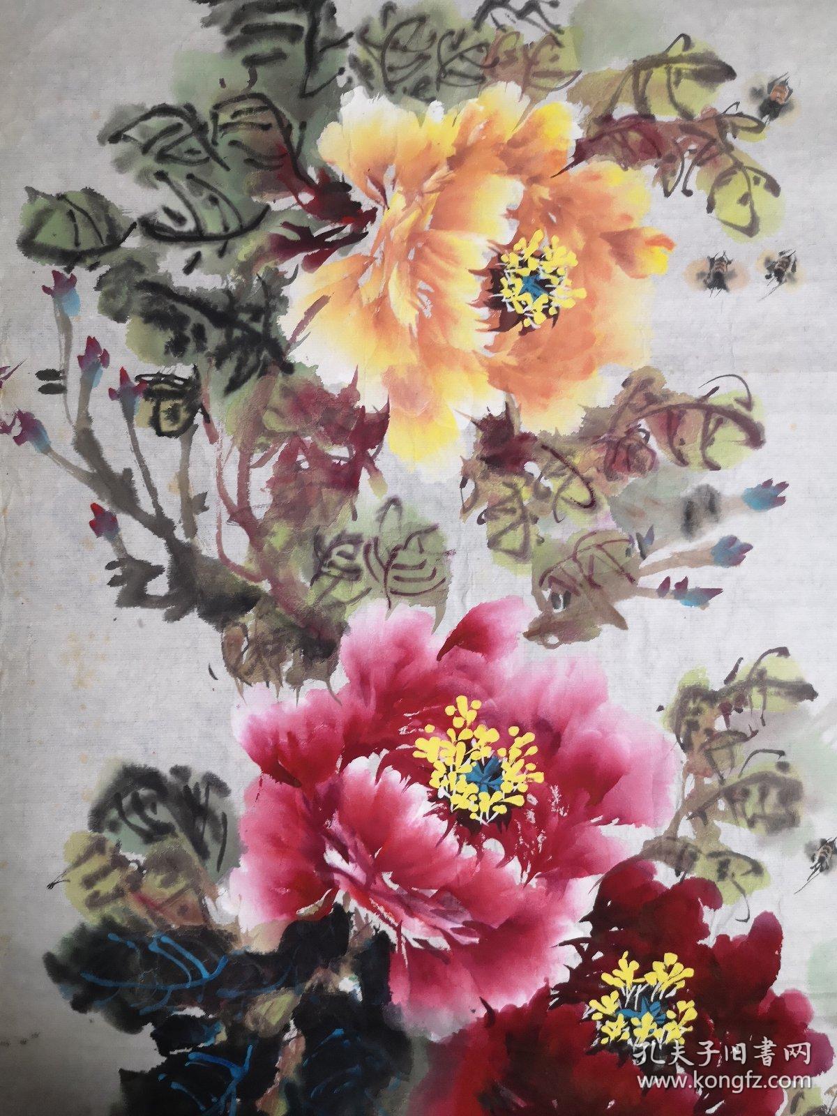 著名画家王萍画牡丹《春声(95*52cm)
