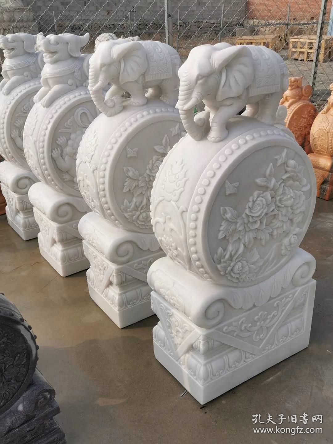 汉白玉抱鼓石门墩大门摆件