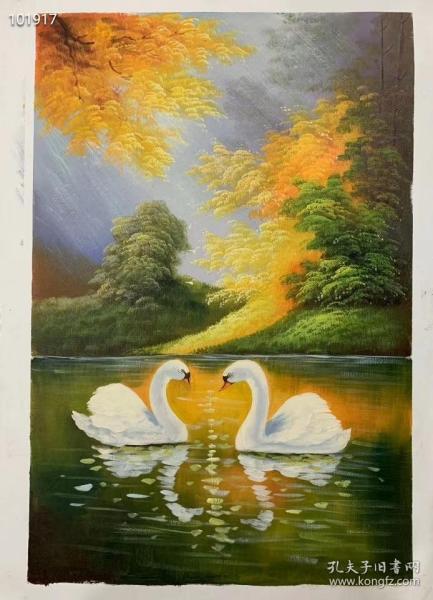 陈江 天鹅湖 油画
