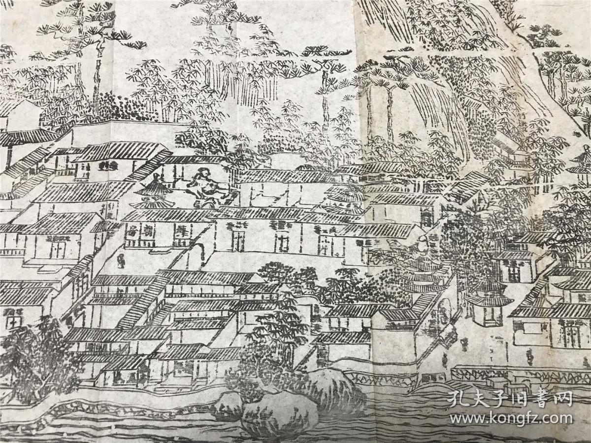 清白纸刻本镇江《焦山胜境全图》一张