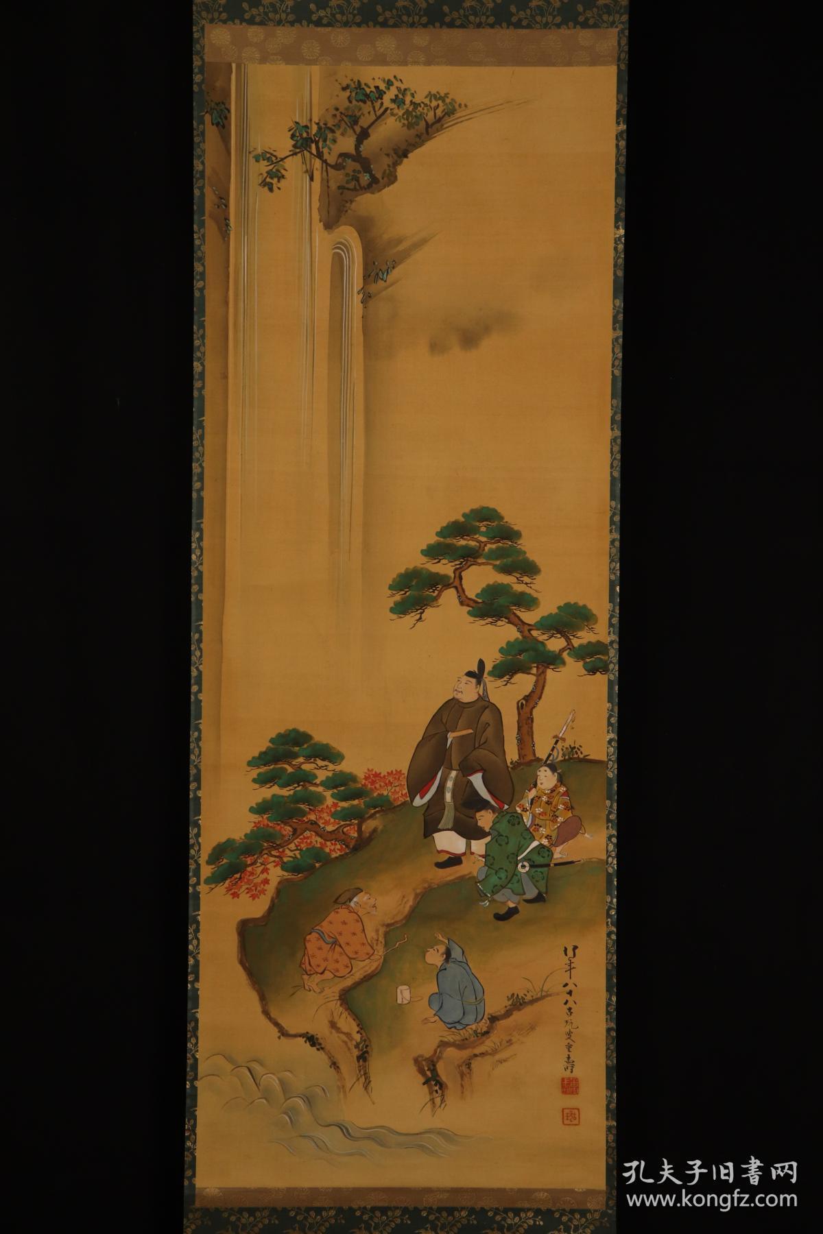 日本人物图,在原古玩(1829-1922)清末日本画家.