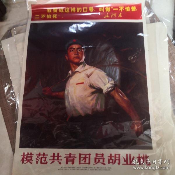 模范共青团员胡业桃年画宣传画2开