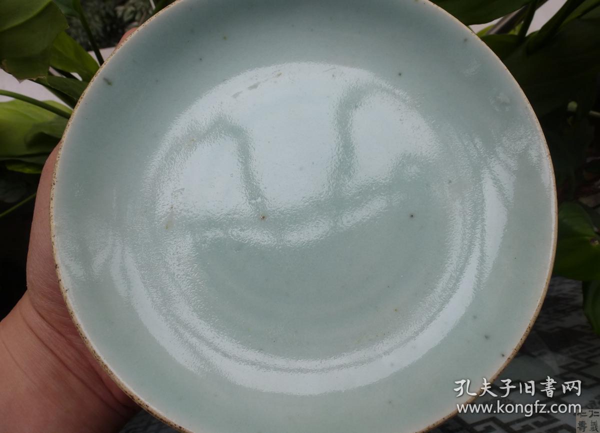 单色釉包老古董民窑老瓷器 冬青釉古玩民间文物 清代豆青釉盘古陶瓷