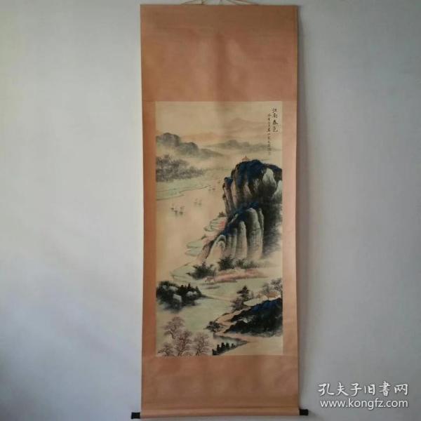 宋文治山水 立轴精品 有款识 朱红印章 100%纯手绘