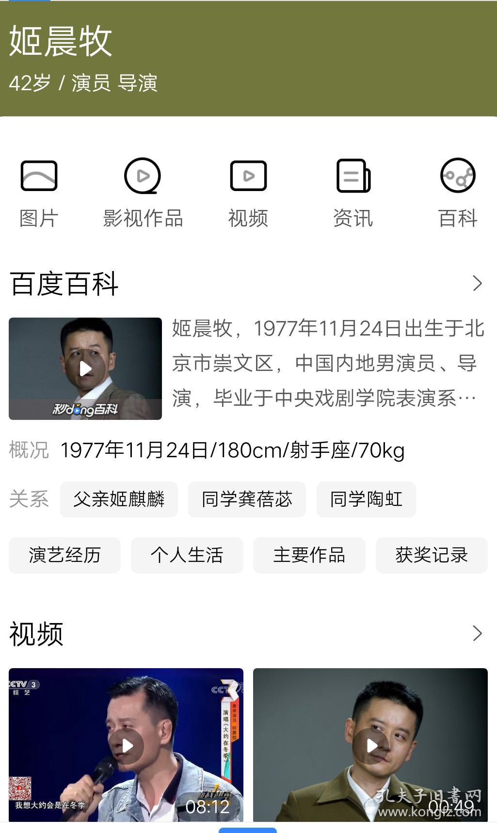 著名演员导演姬晨牧早期21岁时6寸照片两张