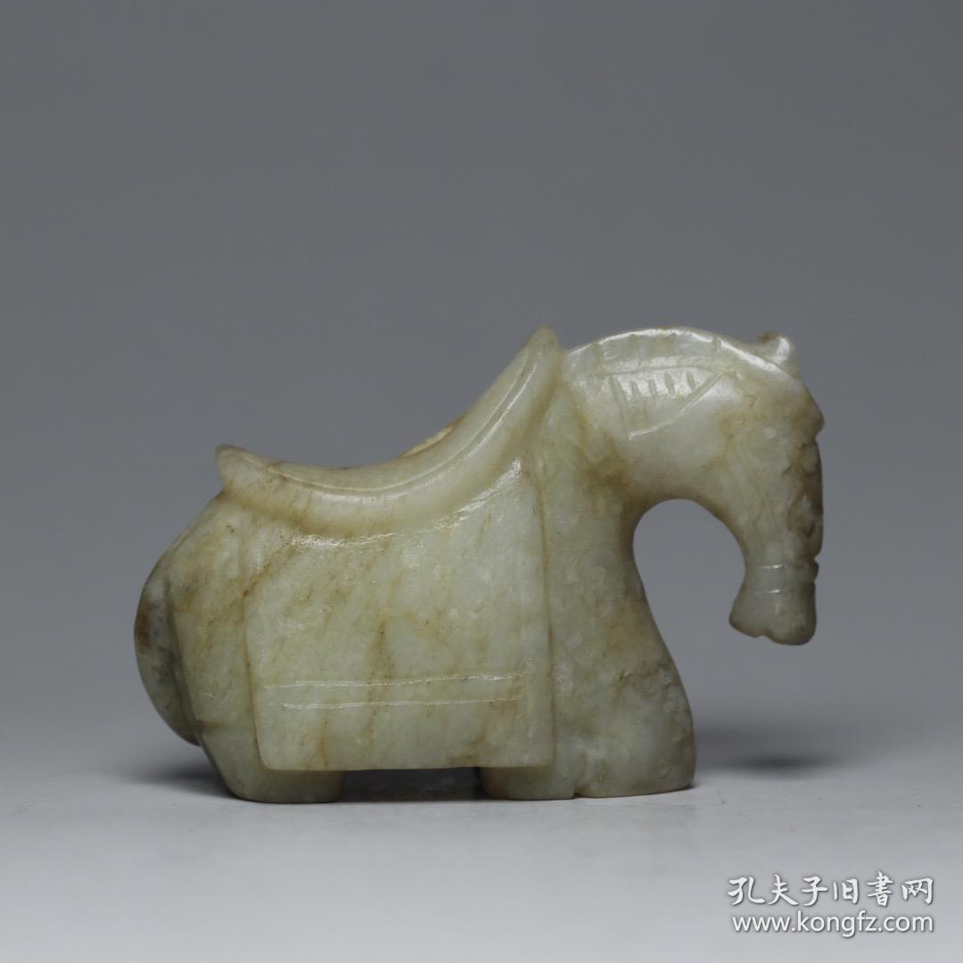 精品旧藏唐代老和田玉【玉马】摆件