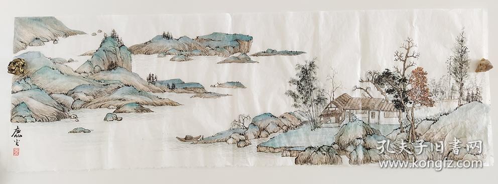 横幅小青绿山水画1650