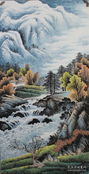 四尺竖幅招财进宝 山水画 3