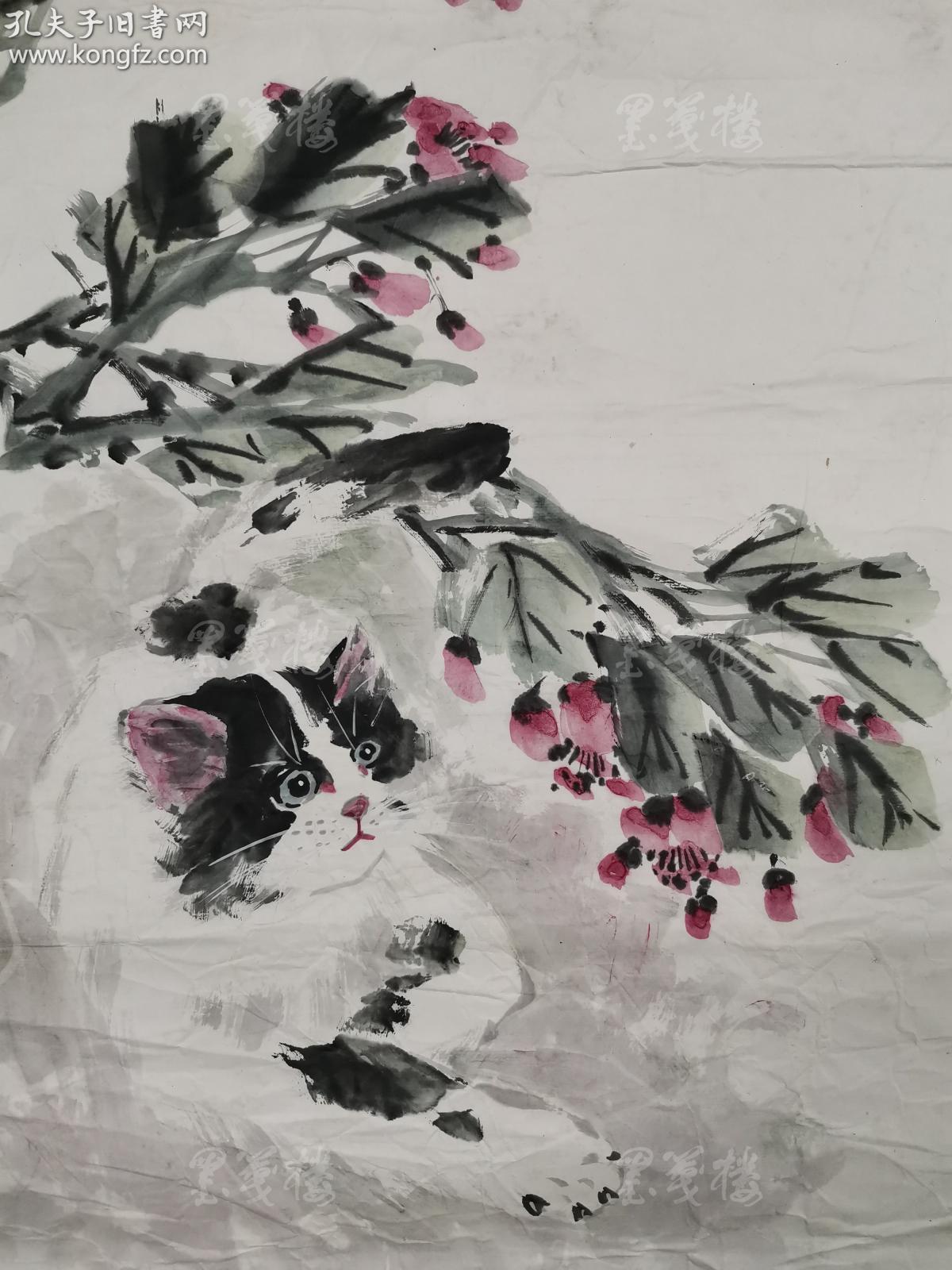 原上海文史馆馆长"江南猫王 陈莲涛 丁卯年(1987)水墨画作品"猫"一