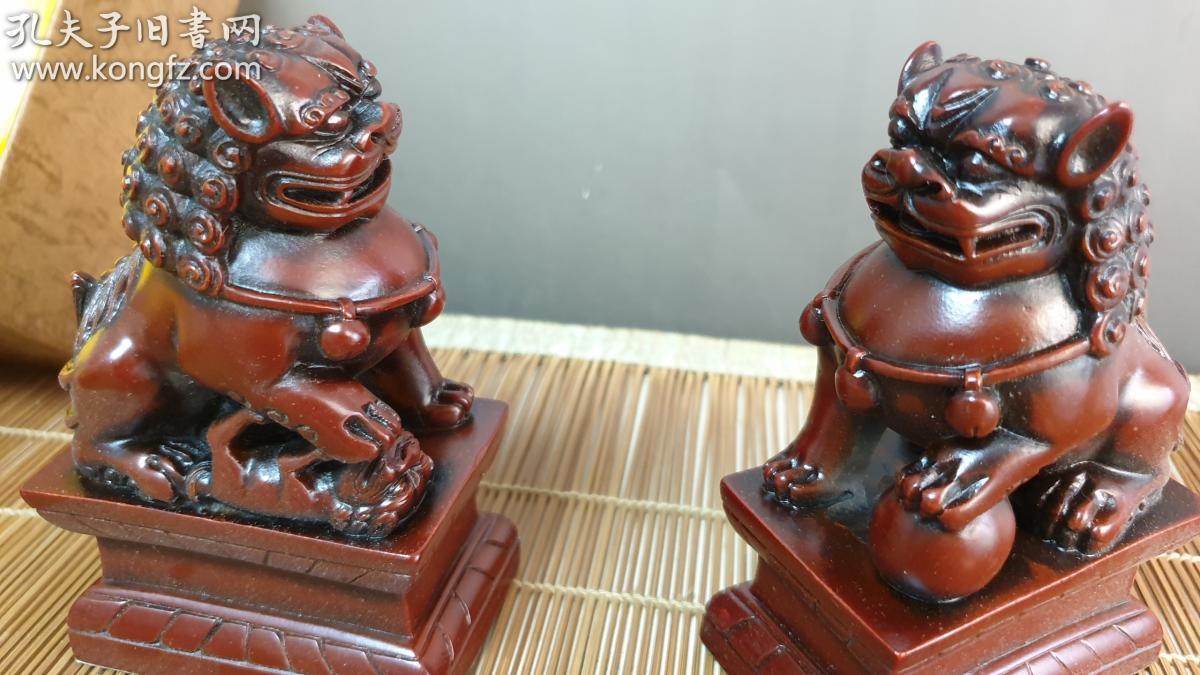 n 0522号 台湾(祥狮牌)寿山石双狮摆件 未使用新品!重