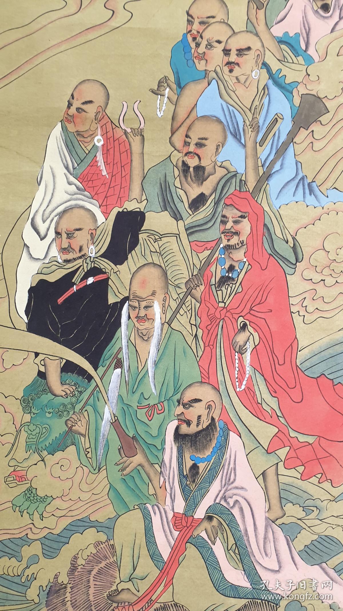 29299 (转店铺) 回流的纸本现代仿古手绘《十八罗汉》