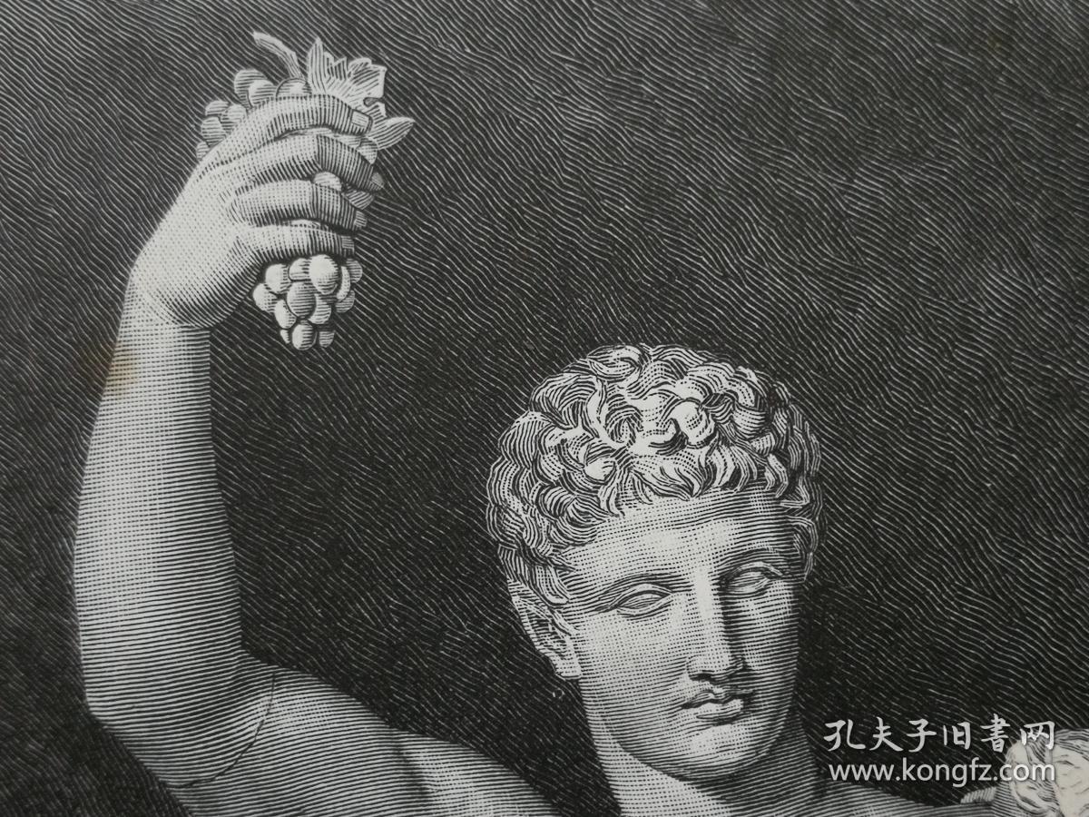 1884年大幅木刻版画《古希腊雕塑家作品:赫耳墨斯和小酒神die von f.