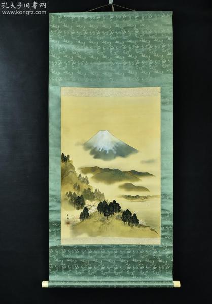 山田敬中 帝国绘画协会,日本画会会员 绢本手绘《彩色富士山景图》